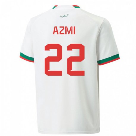 Kandiny Uomo Maglia Marocco Ahmed Azmi #22 Bianco Kit Gara Away 22-24 Maglietta