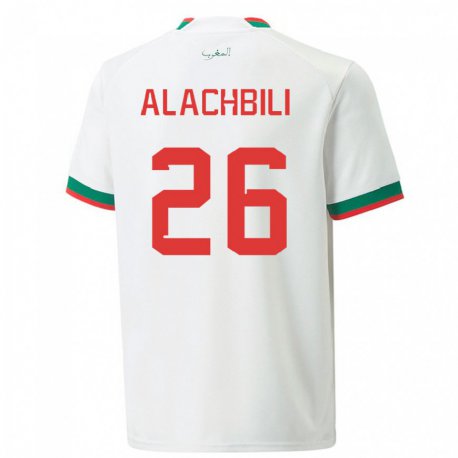 Kandiny Hombre Camiseta Marruecos Taha Alachbili #26 Blanco 2ª Equipación 22-24 La Camisa