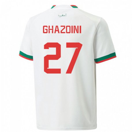 Kandiny Hombre Camiseta Marruecos Amine Ghazoini #27 Blanco 2ª Equipación 22-24 La Camisa