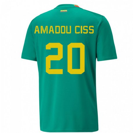 Kandiny Uomo Maglia Senegal Amadou Ciss #20 Verde Kit Gara Away 22-24 Maglietta