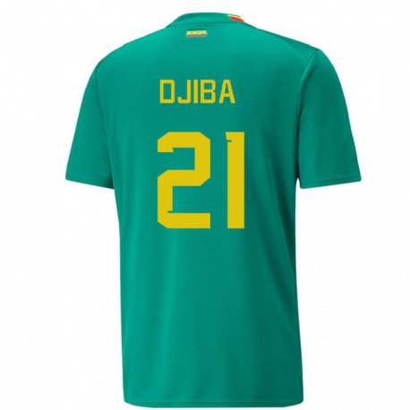 Kandiny Uomo Maglia Senegal Francois Djiba #21 Verde Kit Gara Away 22-24 Maglietta