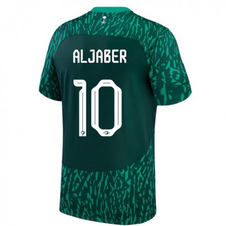 Kandiny Uomo Maglia Arabia Saudita Yassen Aljaber #10 Verde Scuro Kit Gara Away 22-24 Maglietta