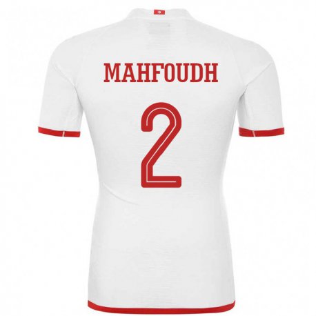 Kandiny Hombre Camiseta Túnez Dhikra Mahfoudh #2 Blanco 2ª Equipación 22-24 La Camisa México