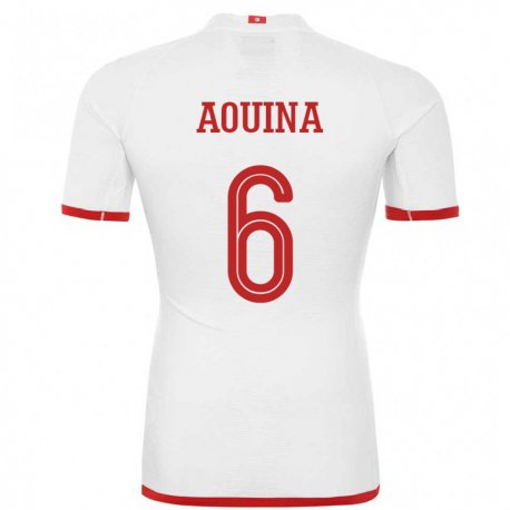 Kandiny Hombre Camiseta Túnez Rania Aouina #6 Blanco 2ª Equipación 22-24 La Camisa México