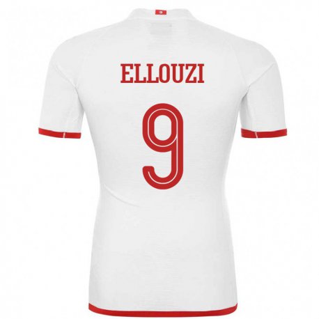 Kandiny Uomo Maglia Tunisia Sabrine Ellouzi #9 Bianco Kit Gara Away 22-24 Maglietta