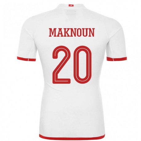 Kandiny Uomo Maglia Tunisia Leila Maknoun #20 Bianco Kit Gara Away 22-24 Maglietta