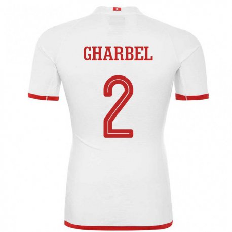 Kandiny Uomo Maglia Tunisia Mahmoud Gharbel #2 Bianco Kit Gara Away 22-24 Maglietta