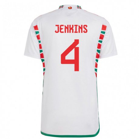 Kandiny Uomo Maglia Galles Shaunna Jenkins #4 Bianco Kit Gara Away 22-24 Maglietta