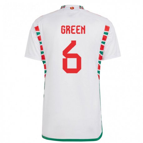 Kandiny Uomo Maglia Galles Josephine Green #6 Bianco Kit Gara Away 22-24 Maglietta