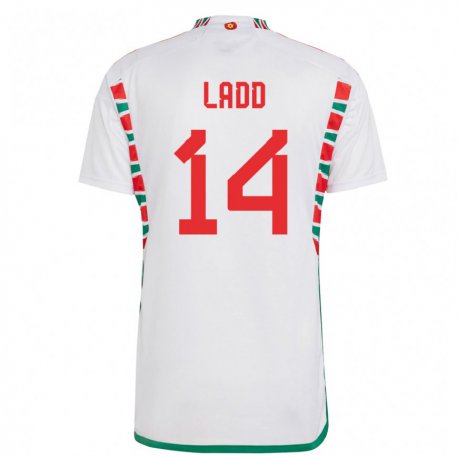 Kandiny Uomo Maglia Galles Hayley Ladd #14 Bianco Kit Gara Away 22-24 Maglietta