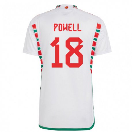 Kandiny Uomo Maglia Galles Ella Powell #18 Bianco Kit Gara Away 22-24 Maglietta