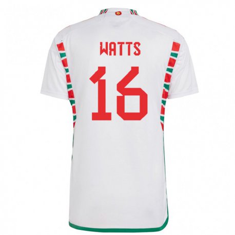 Kandiny Heren Welsh Daniel Watts #16 Wit Uitshirt Uittenue 22-24 T-shirt