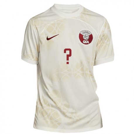 Kandiny Uomo Maglia Qatar Yussef Ayman #0 Beige Oro Kit Gara Away 22-24 Maglietta