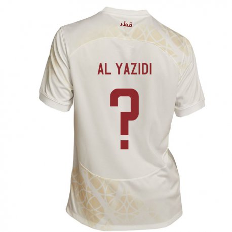 Kandiny Uomo Maglia Qatar Nasser Al Yazidi #0 Beige Oro Kit Gara Away 22-24 Maglietta