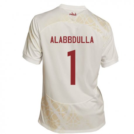 Kandiny Uomo Maglia Qatar Latifa Alabbdulla #1 Beige Oro Kit Gara Away 22-24 Maglietta