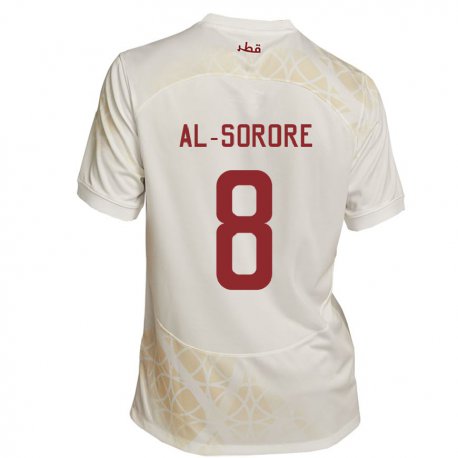 Kandiny Herren Katarische Asma Al Sorore #8 Goldbeige Auswärtstrikot Trikot 22-24 T-shirt Österreich