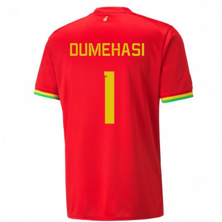 Kandiny Uomo Maglia Ghana Fafali Dumehasi #1 Rosso Kit Gara Away 22-24 Maglietta