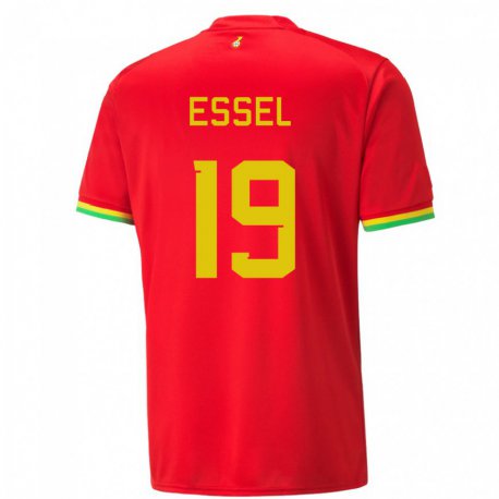 Kandiny Heren Ghanees Aaron Essel #19 Rood Uitshirt Uittenue 22-24 T-shirt