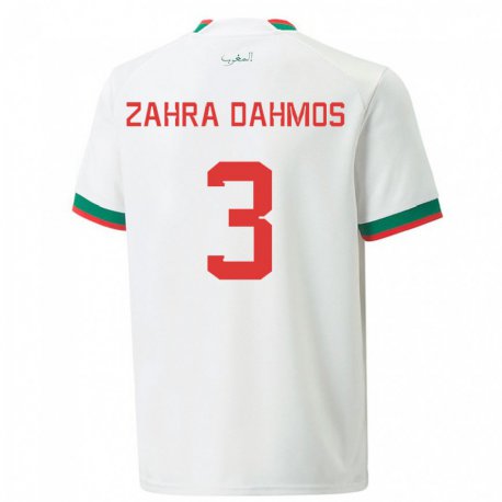 Kandiny Uomo Maglia Marocco Fatima Zahra Dahmos #3 Bianco Kit Gara Away 22-24 Maglietta