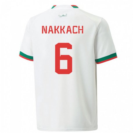 Kandiny Hombre Camiseta Marruecos Elodie Nakkach #6 Blanco 2ª Equipación 22-24 La Camisa