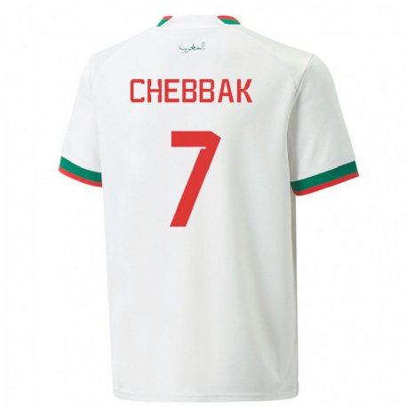 Kandiny Hombre Camiseta Marruecos Ghizlane Chebbak #7 Blanco 2ª Equipación 22-24 La Camisa