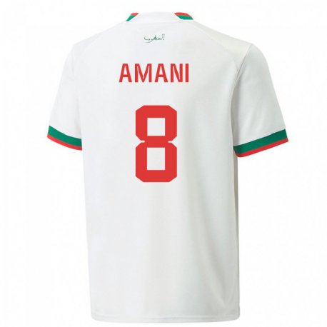 Kandiny Uomo Maglia Marocco Salma Amani #8 Bianco Kit Gara Away 22-24 Maglietta