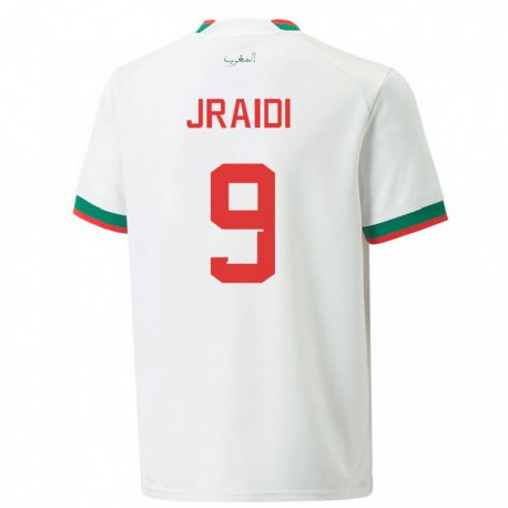 Kandiny Uomo Maglia Marocco Ibtissam Jraidi #9 Bianco Kit Gara Away 22-24 Maglietta