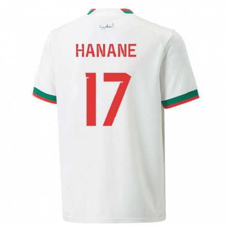 Kandiny Uomo Maglia Marocco Hanane Ait El Haj #17 Bianco Kit Gara Away 22-24 Maglietta