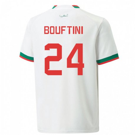 Kandiny Hombre Camiseta Marruecos Sofia Bouftini #24 Blanco 2ª Equipación 22-24 La Camisa