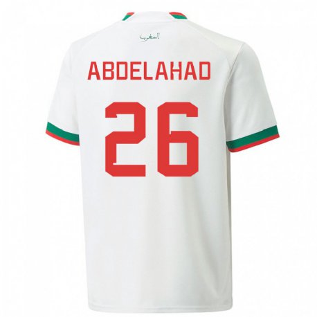 Kandiny Uomo Maglia Marocco Imane Abdelahad #26 Bianco Kit Gara Away 22-24 Maglietta