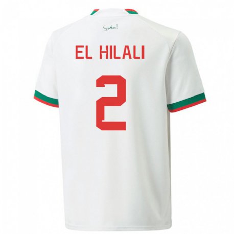 Kandiny Hombre Camiseta Marruecos Omar El Hilali #2 Blanco 2ª Equipación 22-24 La Camisa