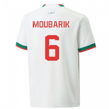 Kandiny Uomo Maglia Marocco El Mehdi Moubarik #6 Bianco Kit Gara Away 22-24 Maglietta