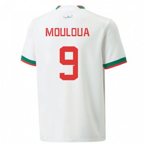 Kandiny Uomo Maglia Marocco Ayoub Mouloua #9 Bianco Kit Gara Away 22-24 Maglietta