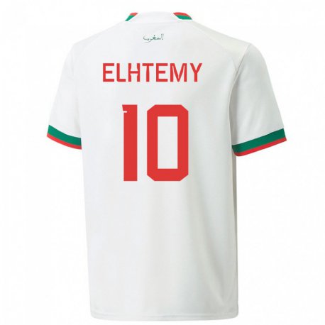 Kandiny Hombre Camiseta Marruecos Mountassir Elhtemy #10 Blanco 2ª Equipación 22-24 La Camisa