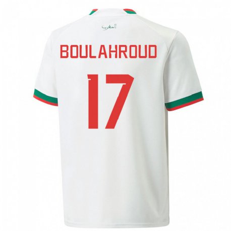 Kandiny Uomo Maglia Marocco Charaf Eddine Boulahroud #17 Bianco Kit Gara Away 22-24 Maglietta