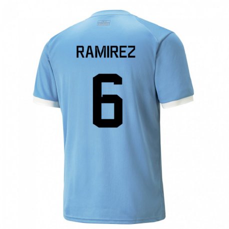 Kandiny Dames Uruguayaans Sindy Ramirez #6 Blauw Thuisshirt Thuistenue 22-24 T-shirt