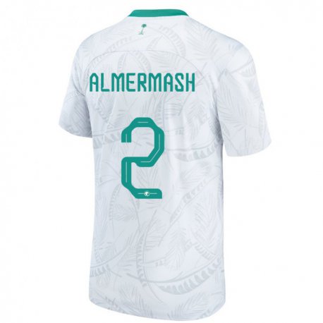 Kandiny Mujer Camiseta Arabia Saudita Oama Almermash #2 Blanco 1ª Equipación 22-24 La Camisa México