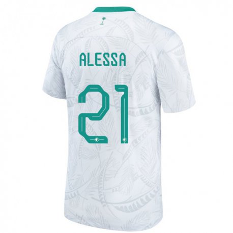 Kandiny Mujer Camiseta Arabia Saudita Mohammed Alessa #21 Blanco 1ª Equipación 22-24 La Camisa