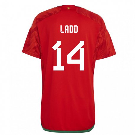 Kandiny Damen Walisische Hayley Ladd #14 Rot Heimtrikot Trikot 22-24 T-shirt Österreich