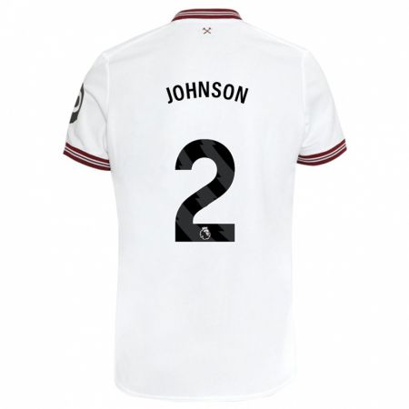 Kandiny Bambino Maglia Ben Johnson #2 Bianco Kit Gara Away 2023/24 Maglietta