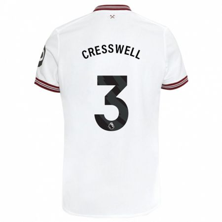 Kandiny Bambino Maglia Aaron Cresswell #3 Bianco Kit Gara Away 2023/24 Maglietta