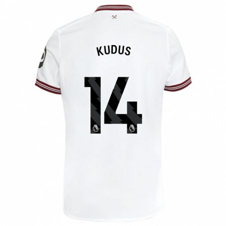 Kandiny Bambino Maglia Mohammed Kudus #14 Bianco Kit Gara Away 2023/24 Maglietta