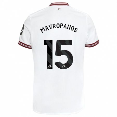 Kandiny Bambino Maglia Konstantinos Mavropanos #15 Bianco Kit Gara Away 2023/24 Maglietta