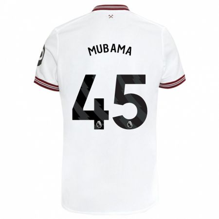 Kandiny Bambino Maglia Divin Mubama #45 Bianco Kit Gara Away 2023/24 Maglietta