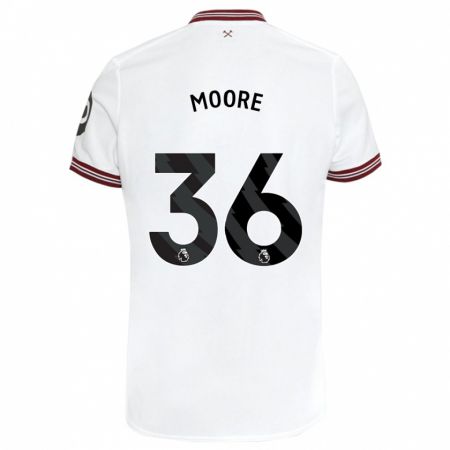 Kandiny Bambino Maglia Sean Moore #36 Bianco Kit Gara Away 2023/24 Maglietta