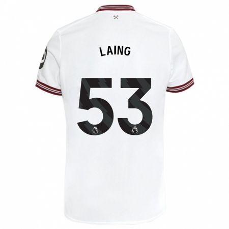 Kandiny Bambino Maglia Levi Laing #53 Bianco Kit Gara Away 2023/24 Maglietta