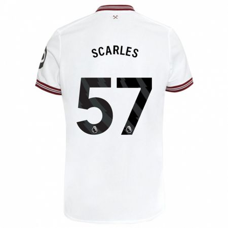 Kandiny Bambino Maglia Oliver Scarles #57 Bianco Kit Gara Away 2023/24 Maglietta