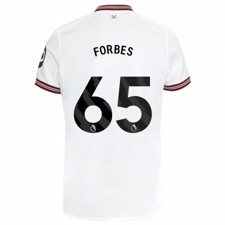 Kandiny Bambino Maglia Michael Forbes #65 Bianco Kit Gara Away 2023/24 Maglietta