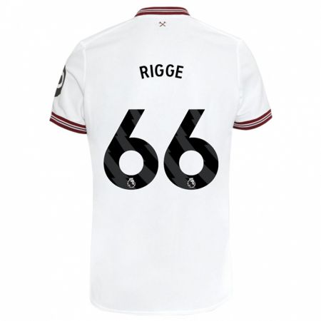 Kandiny Bambino Maglia Daniel Rigge #66 Bianco Kit Gara Away 2023/24 Maglietta