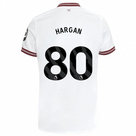 Kandiny Bambino Maglia Riley Hargan #80 Bianco Kit Gara Away 2023/24 Maglietta